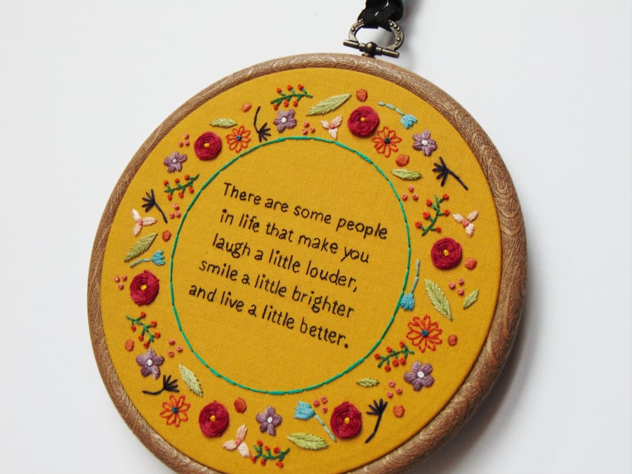 Some People In Life Quote Hand Embroidered Hoop, Appreciation Gift