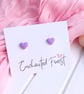 Mini Purple Heart Stud Earrings, Minimalist Jewellery, Accessories & Gifts