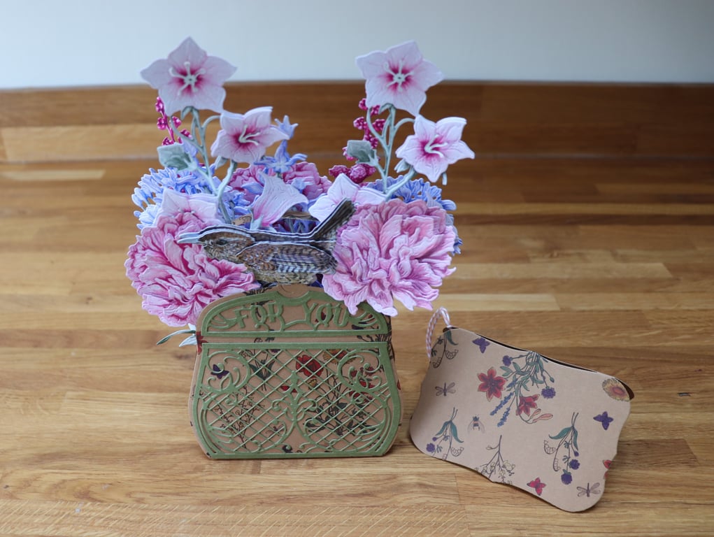 Nesting Bird in Flowers Gift Bag.
