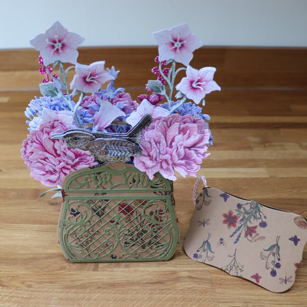 Nesting Bird in Flowers Gift Bag.