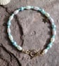 Amazonite Gemstone and Pearl Bracelet with 14k Gold Filled Toggle Clasp - Image 2