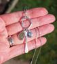 Sterling Silver Sea Glass Cluster Pendant Necklace, Recycled Materials