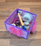 Container for desk items - glitter purple with pink furry hearts, Valentines Day - Image 4