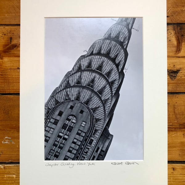 ‘Chrysler Building’ New York signed mounted print FREE DELIVER