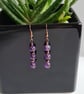Handmade Natural Amethyst & Copper Dangle Drop Earrings Gift Crystal Jewellery - Image 6
