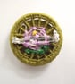 Purple Rose Flower Dorset Button Brooch or Pin, 3.5cm, Cotton Thread, Brass Ring - Image 4
