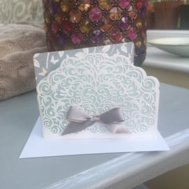 Elegant fret work die cut birthday card