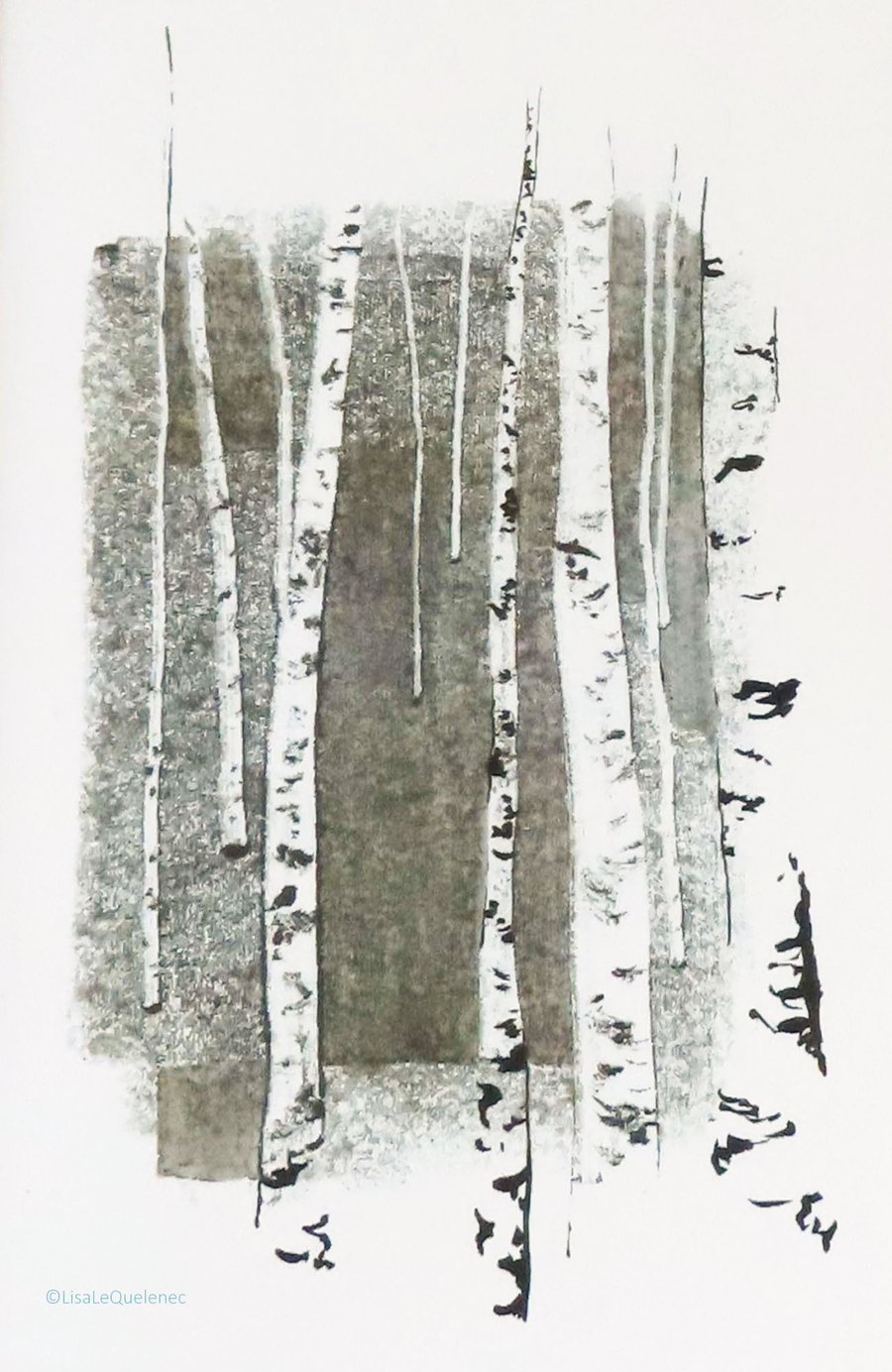 Birch tree bark artist greeting card notelet  plastic free cellophane free