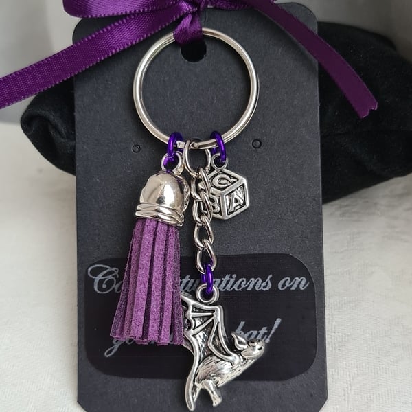 Gorgeous Gothic Baby Themed Key Ring - Purple - Key Chain - Silver tones