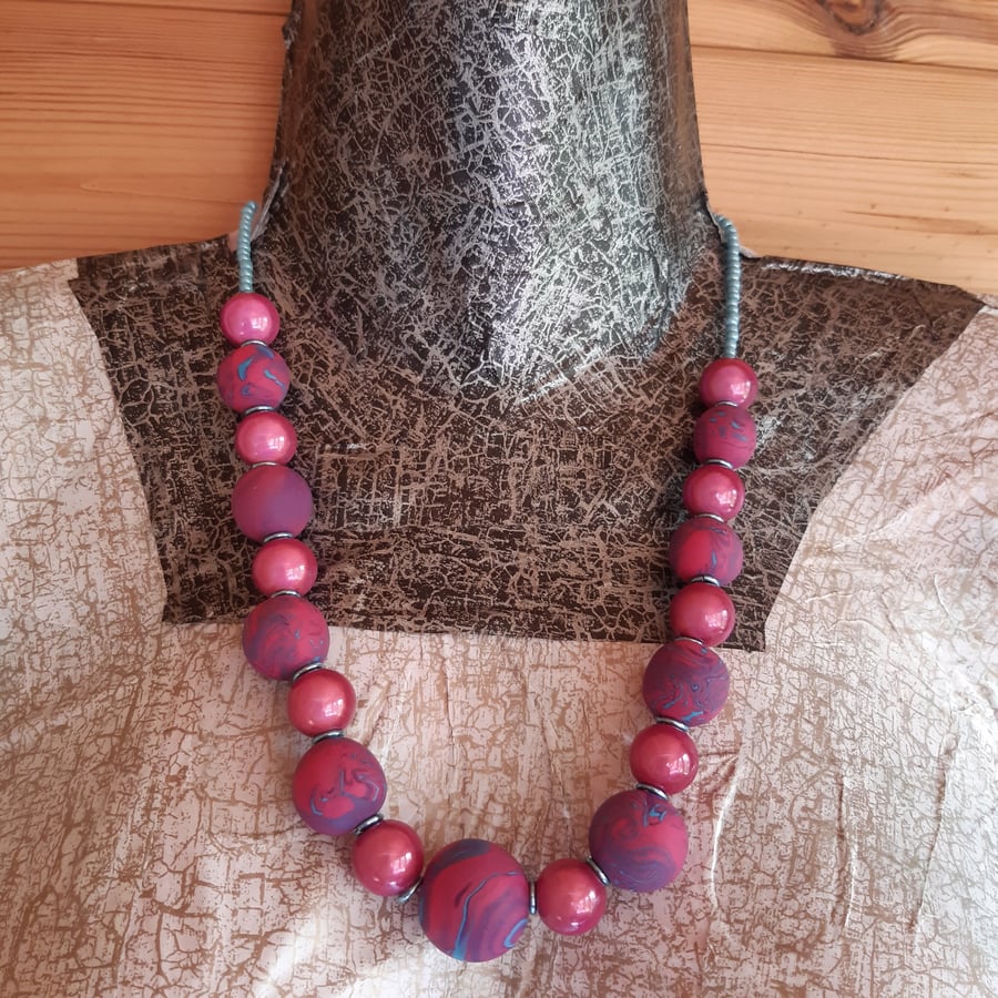 Hot pink and turquoise necklace