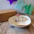 Handmade porcelain toadstool trinket dish 