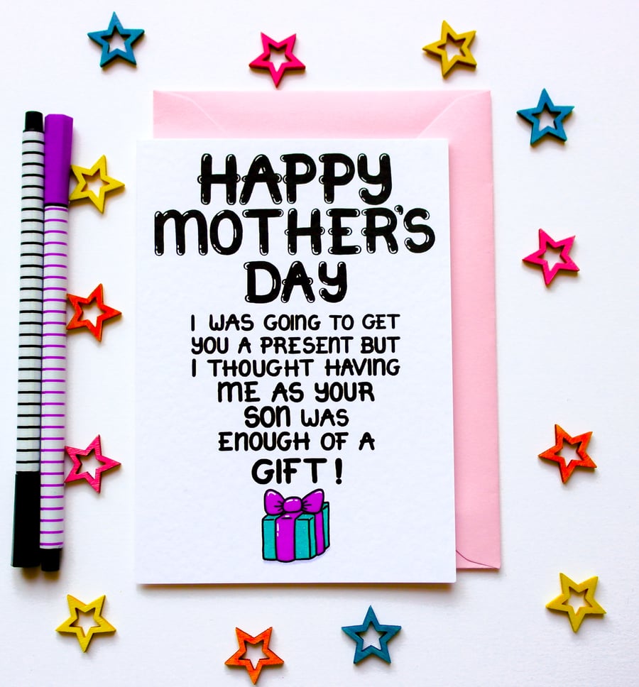 Funny, Joke Mother's Day Card For Mum, Mom, Mam From Son