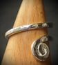 Unique Handmade Sterling Silver Single Spiral Ring with Hammered surface  - Image 4
