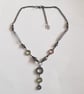 Hematite Circles Necklace and Earrings Set With Gunmetal Wirework - Image 3