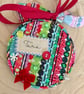 Personalised Colourful Stripe Bauble - Tara Name Hoop - Handmade Sequin Ornament - Image 5