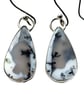 Dendritic Agate Earrings Silver Jewellery Gift Teardrop Dangle Snow Scene 925 - Image 2