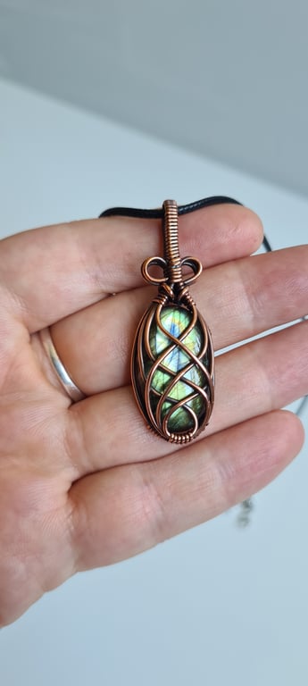 Unisex Green Labradorite Copper Pendant Necklace Gift Crystal Jewellery Jewelry