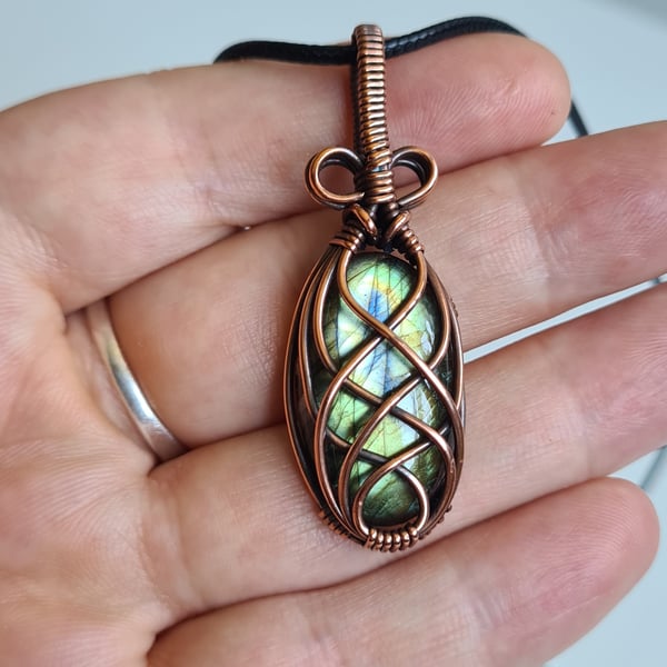 Unisex Green Labradorite Copper Pendant Necklace Gift Crystal Jewellery Jewelry