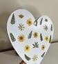 Pressed Flower Hand Painted Wooden Heart Botanical Art - Image 4