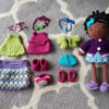 Crochet Doll with clothes and shoes for dressing up