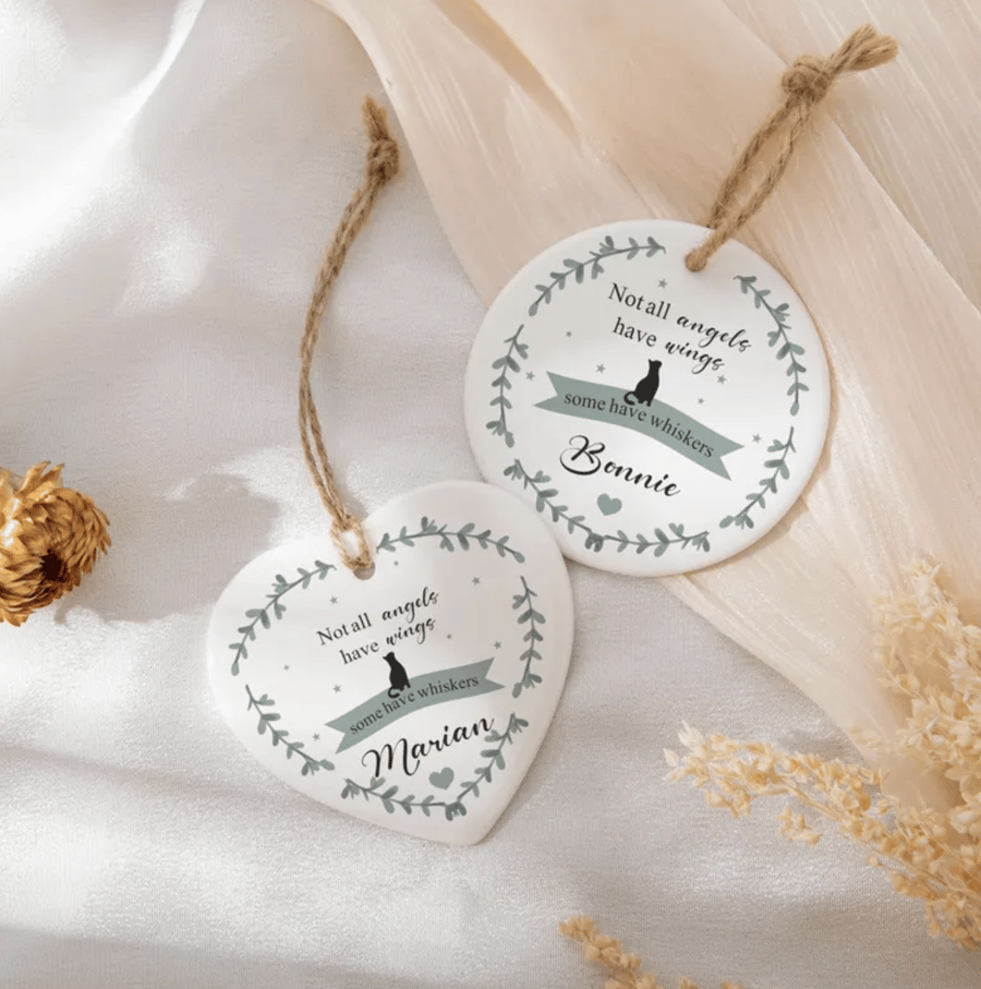 Personalised Cat Memorial Ceramic Ornament, Cat loss Gift