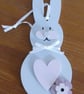 MDF Bunny Decoration - Grey & Pink - Image 1
