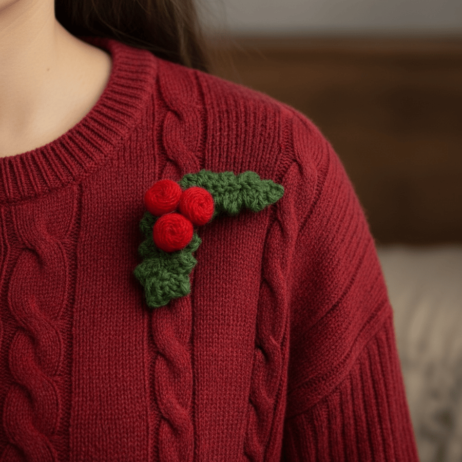 Hand crafted Holly Leaf Brooch