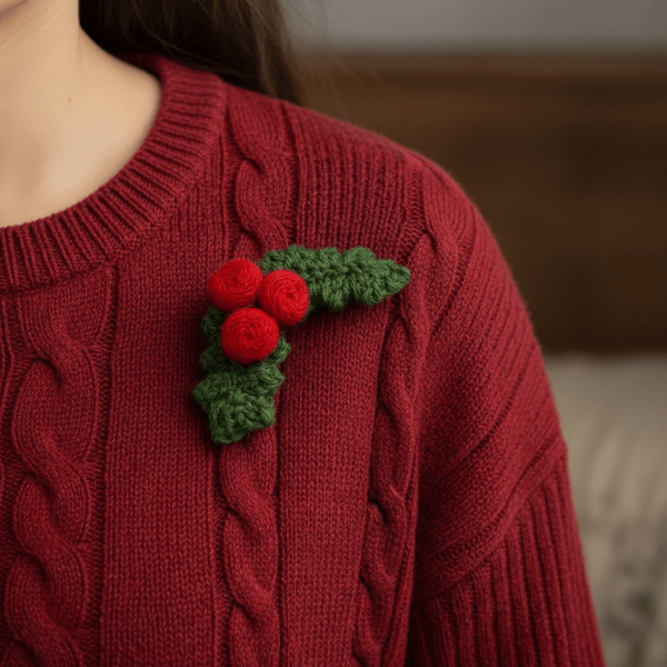 Hand crafted Holly Leaf Brooch