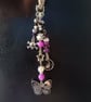 Black and purple beaded gothic bag charm with crystal chip and charms - Image 4