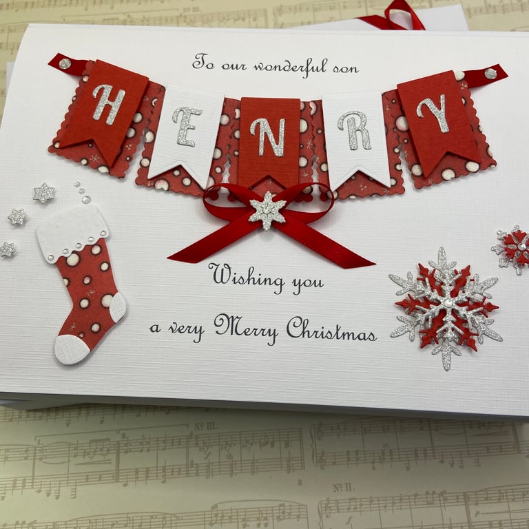 Personalised Christmas Card Son Daughter Grandson Granddaughter With Gift Box