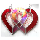 Entwined Heart Suncatcher Stained Glass Ruby 40th Wedding 