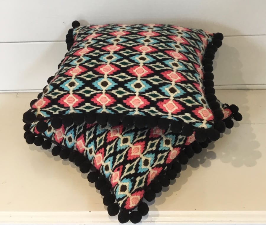 Vintage aztec tapestry cushions 