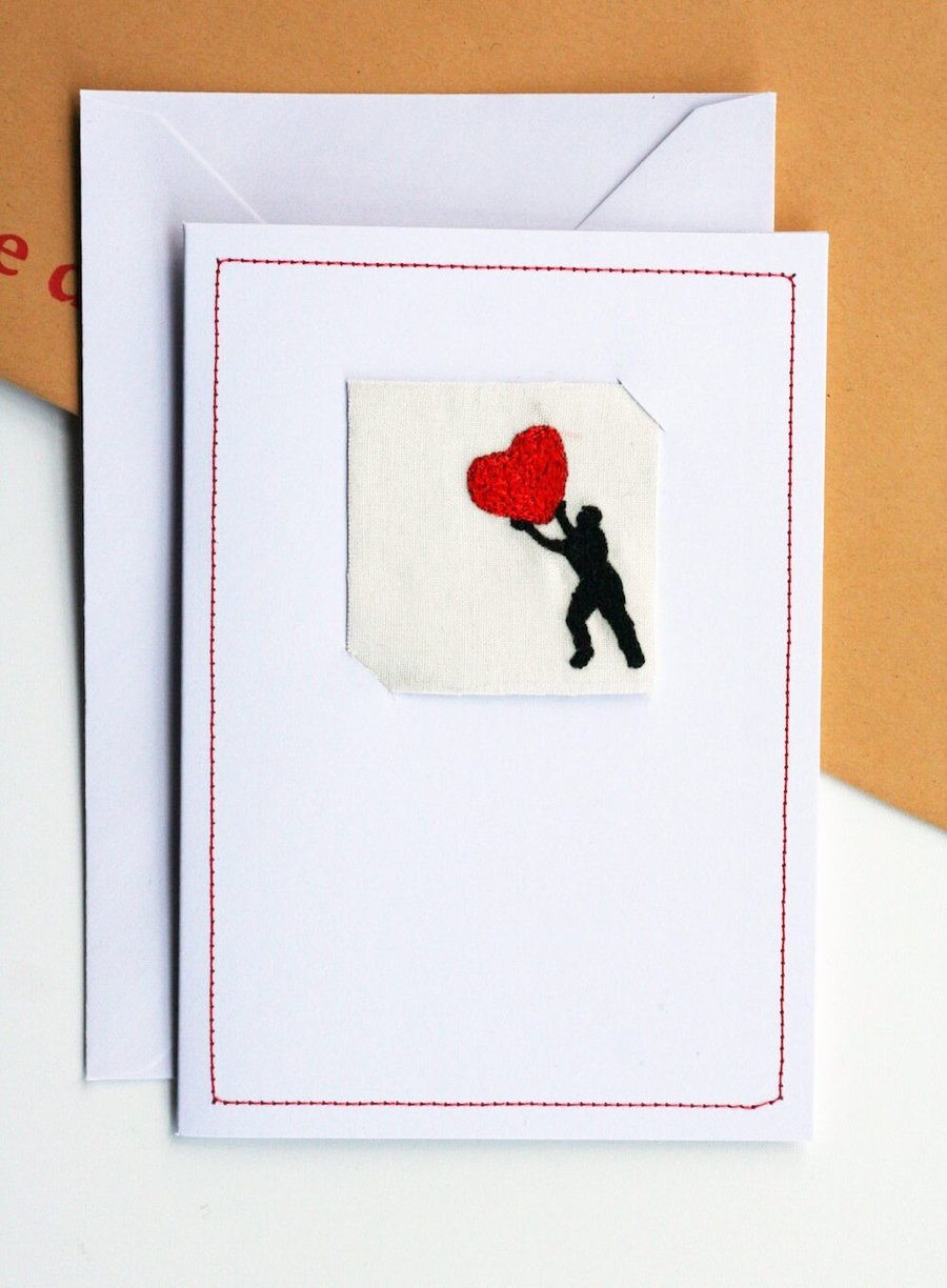 Embroidered Valentine's Silhouette Art Card 