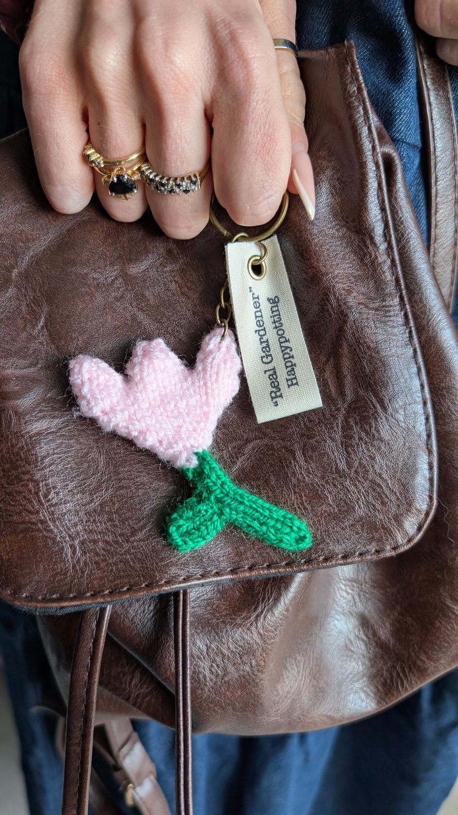 Happypotting 'Real Gardener' Handmade Tulip Keyring Gift Set - PINK