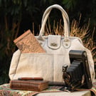 Handmade Eco Linen Natural Taupe Colour 'Time Traveller' Gladstone Companion Bag