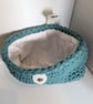 Handmade lined turquoise crochet t-shirt yarn clutch or over shoulder bag - Image 3