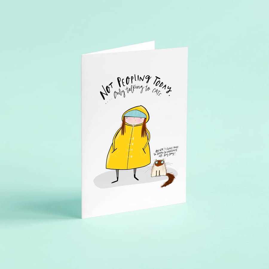 Not peopling today card cat card