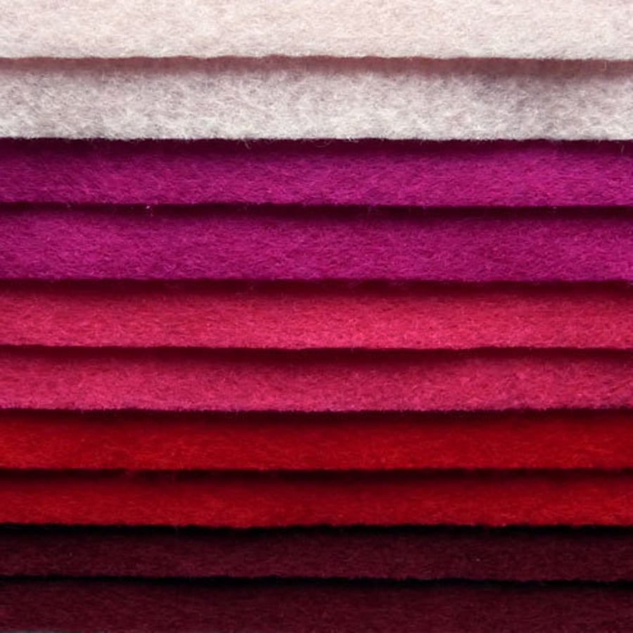 Felt - 'Reds & Pinks' Recycled Felt Sheets
