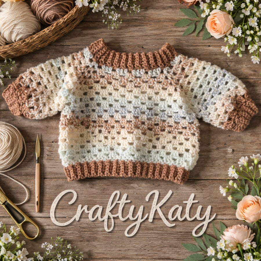 1-4 Months Baby Crochet Jumper Neutral Tones