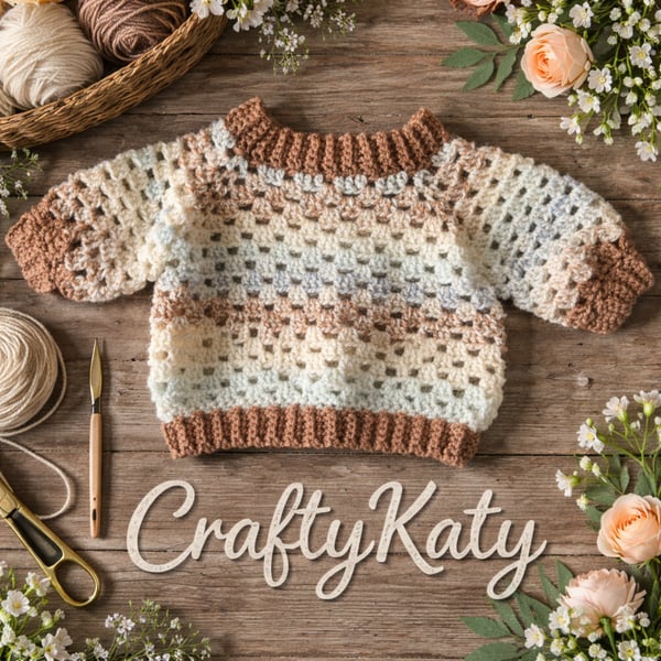 1-4 Months Baby Crochet Jumper Neutral Tones