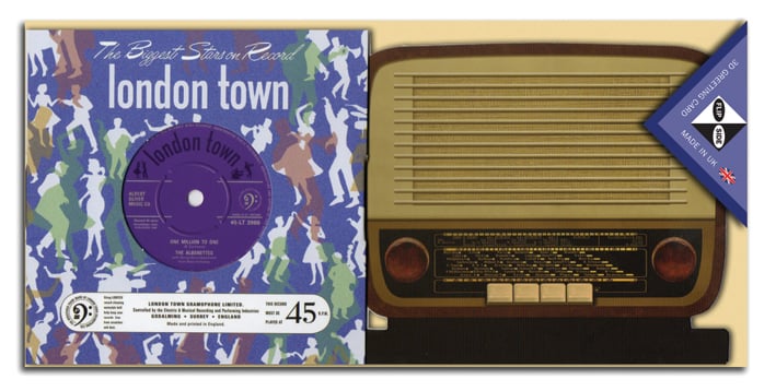1960s Dance record and radio greeting card with sleeve