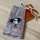 Perfectly Imperfect - Glasses case with hand embroidered magpie