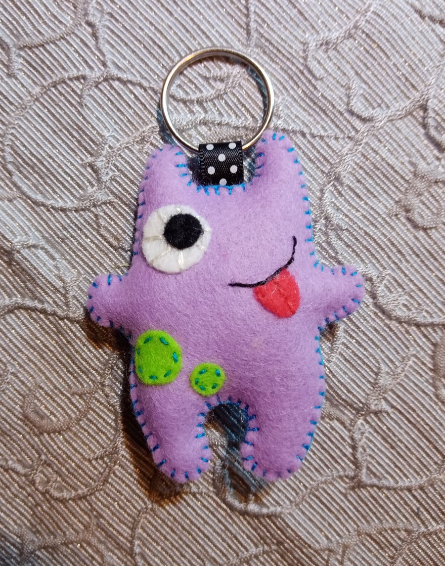 Lilac Felt Little Baby Monster Stuffy Keyring