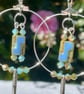 CZECH GLASS HOOPS BOHO creole style silver plate - Image 4