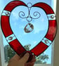 Stained Glass and Wire Heart Suncatcher - Handmade - red - Image 5