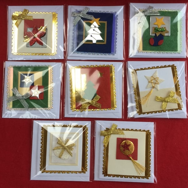 Set of 3D Luxury Handmade Christmas Gift Cards Pack Design 3 Poppy Kay Designs