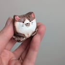 'Meatball' Mini Faux Flower Cat Vase - Brown 