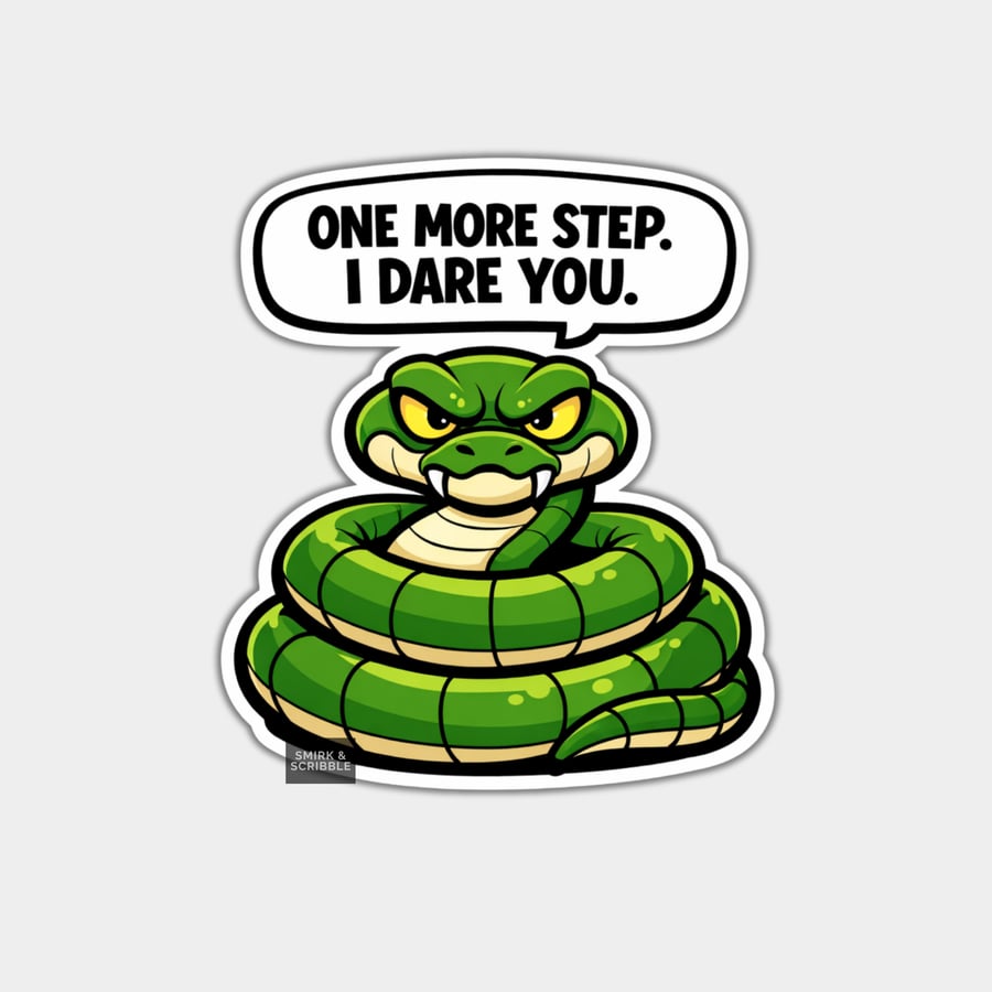 Funny Snarky Vinyl Sticker For Adults - Grumpy Snake - Folksy