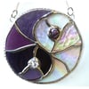 Yin Yang Suncatcher Stained Glass Handmade Purple 018