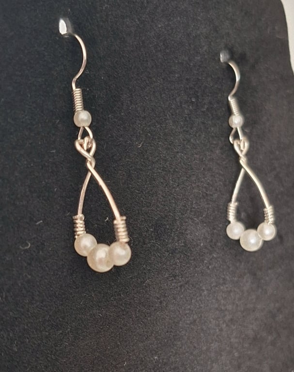 Silver plated pearl- effect bead earrings